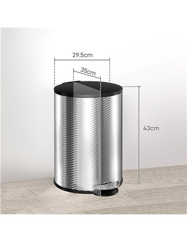 HOMCOM 20 Litre Kitchen Bin, Stainless Steel Pedal Bin with Soft-Close Lid, Fingerprint Proof Cylindrical Rubbish Bin w/ Foot Pe