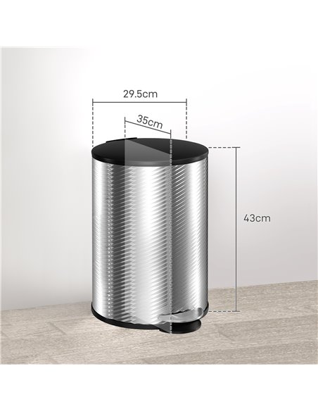 HOMCOM 20 Litre Kitchen Bin, Stainless Steel Pedal Bin with Soft-Close Lid, Fingerprint Proof Cylindrical Rubbish Bin w/ Foot Pe - pic 89104 | FastDaddyshop