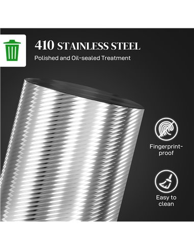 HOMCOM 20 Litre Kitchen Bin, Stainless Steel Pedal Bin with Soft-Close Lid, Fingerprint Proof Cylindrical Rubbish Bin w/ Foot Pe