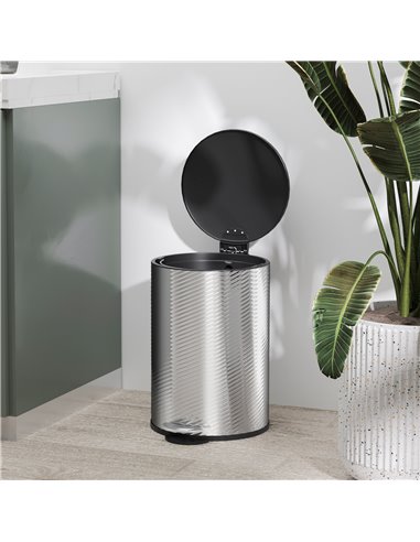HOMCOM 20 Litre Kitchen Bin, Stainless Steel Pedal Bin with Soft-Close Lid, Fingerprint Proof Cylindrical Rubbish Bin w/ Foot Pe