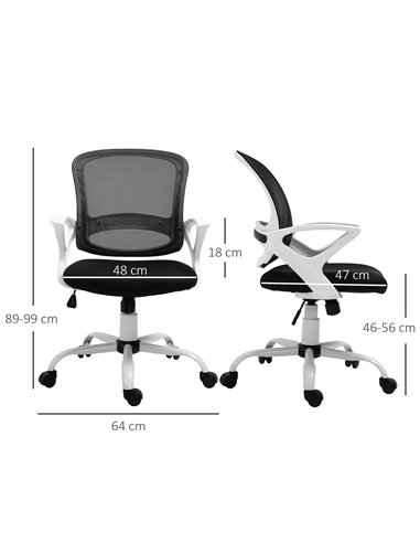 Vinsetto Office Chair Mesh Swivel Desk Chair with Lumbar Back Support Adjustable Height Armrests Black