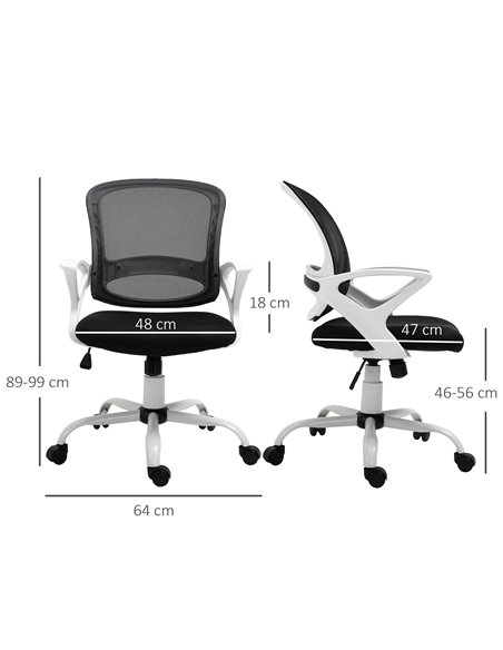 Vinsetto Office Chair Mesh Swivel Desk Chair with Lumbar Back Support Adjustable Height Armrests Black - pic 8911 | FastDaddyshop