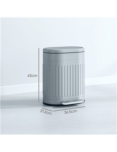 HOMCOM 20 Litre Pedal Bin, Fingerprint Proof Kitchen Bin with Soft-close Lid, Metal Rubbish Bin with Foot Pedal and Removable In
