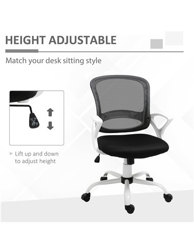 Vinsetto Office Chair Mesh Swivel Desk Chair with Lumbar Back Support Adjustable Height Armrests Black
