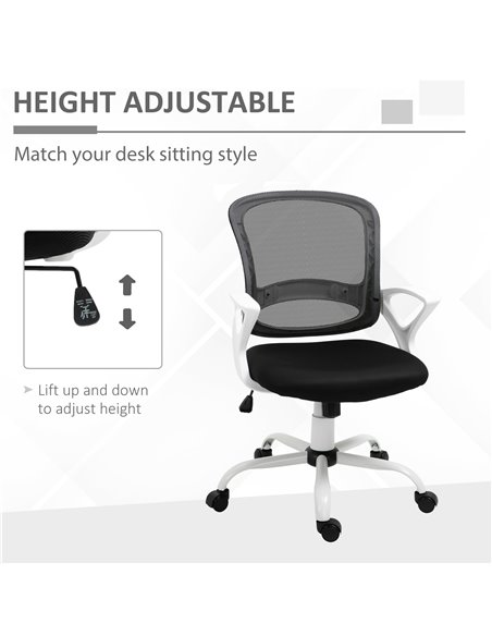 Vinsetto Office Chair Mesh Swivel Desk Chair with Lumbar Back Support Adjustable Height Armrests Black - pic 8912 | FastDaddyshop