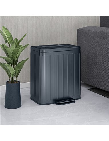 HOMCOM Dual Kitchen Bin, 2 x 20L Double Bin for Recycling and Waste, Fingerprint-proof Pedal Bin with Soft-Close Lid, Removable 