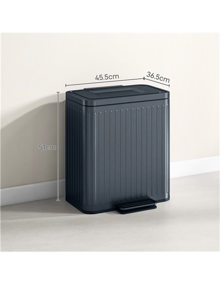 HOMCOM Dual Kitchen Bin, 2 x 20L Double Bin for Recycling and Waste, Fingerprint-proof Pedal Bin with Soft-Close Lid, Removable  - pic 89122 | FastDaddyshop