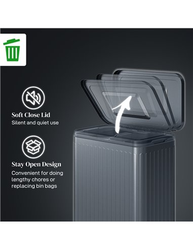 HOMCOM Dual Kitchen Bin, 2 x 20L Double Bin for Recycling and Waste, Fingerprint-proof Pedal Bin with Soft-Close Lid, Removable 