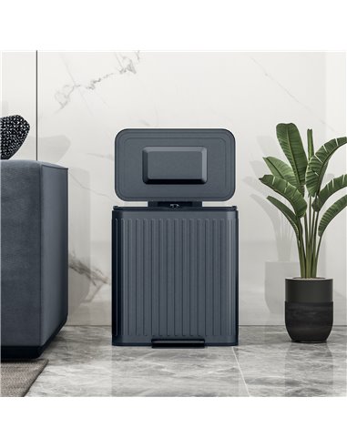 HOMCOM Dual Kitchen Bin, 2 x 20L Double Bin for Recycling and Waste, Fingerprint-proof Pedal Bin with Soft-Close Lid, Removable 