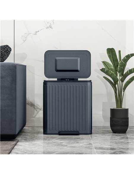HOMCOM Dual Kitchen Bin, 2 x 20L Double Bin for Recycling and Waste, Fingerprint-proof Pedal Bin with Soft-Close Lid, Removable  - pic 89128 | FastDaddyshop