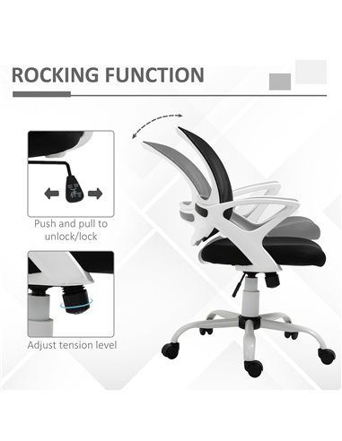 Vinsetto Office Chair Mesh Swivel Desk Chair with Lumbar Back Support Adjustable Height Armrests Black