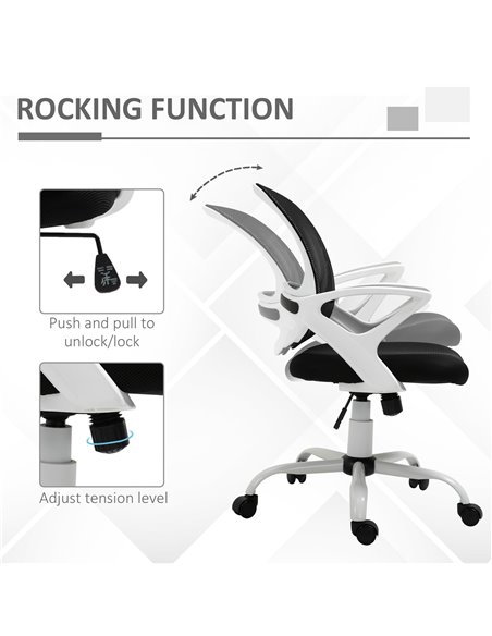 Vinsetto Office Chair Mesh Swivel Desk Chair with Lumbar Back Support Adjustable Height Armrests Black - pic 8913 | FastDaddyshop