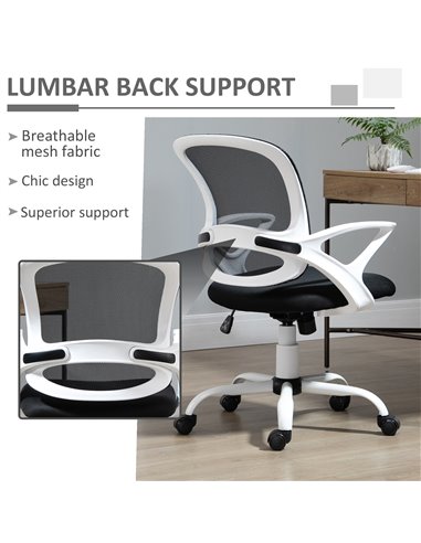 Vinsetto Office Chair Mesh Swivel Desk Chair with Lumbar Back Support Adjustable Height Armrests Black