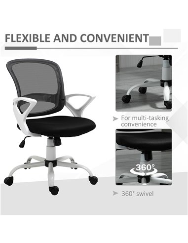 Vinsetto Office Chair Mesh Swivel Desk Chair with Lumbar Back Support Adjustable Height Armrests Black