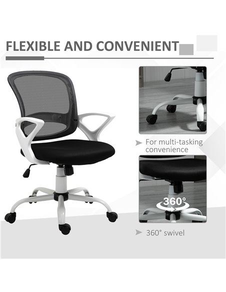 Vinsetto Office Chair Mesh Swivel Desk Chair with Lumbar Back Support Adjustable Height Armrests Black - pic 8915 | FastDaddyshop