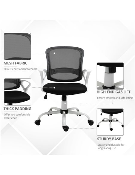 Vinsetto Office Chair Mesh Swivel Desk Chair with Lumbar Back Support Adjustable Height Armrests Black - pic 8916 | FastDaddyshop