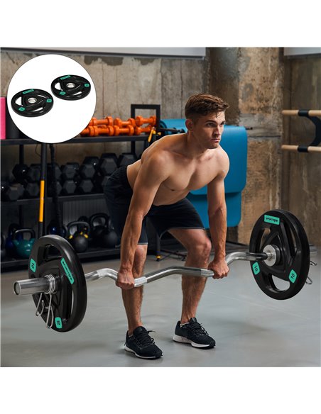 SPORTNOW Olympic Weight Set: Tri-Grip Rubber Barbell & 2 x 10kg Plates for Strength Training, Black A91-254V04BK - pic 89166 | FastDaddyshop