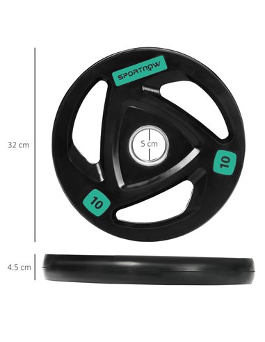 SPORTNOW Olympic Weight Set: Tri-Grip Rubber Barbell & 2 x 10kg Plates for Strength Training, Black A91-254V04BK