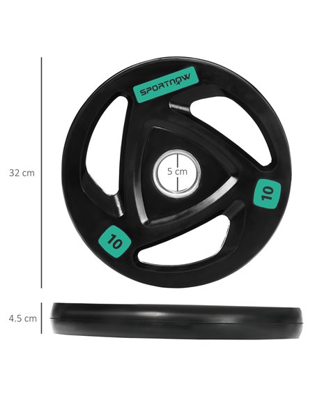 SPORTNOW Olympic Weight Set: Tri-Grip Rubber Barbell & 2 x 10kg Plates for Strength Training, Black A91-254V04BK - pic 89167 | FastDaddyshop