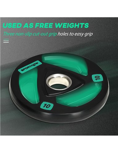 SPORTNOW Olympic Weight Set: Tri-Grip Rubber Barbell & 2 x 10kg Plates for Strength Training, Black A91-254V04BK