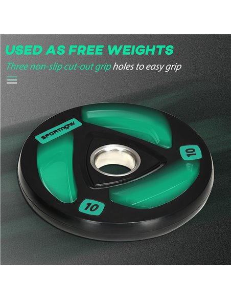 SPORTNOW Olympic Weight Set: Tri-Grip Rubber Barbell & 2 x 10kg Plates for Strength Training, Black A91-254V04BK - pic 89168 | FastDaddyshop