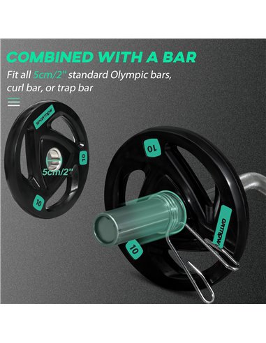 SPORTNOW Olympic Weight Set: Tri-Grip Rubber Barbell & 2 x 10kg Plates for Strength Training, Black A91-254V04BK