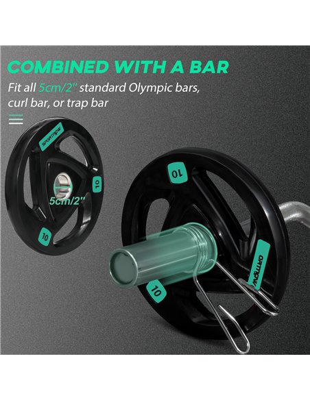 SPORTNOW Olympic Weight Set: Tri-Grip Rubber Barbell & 2 x 10kg Plates for Strength Training, Black A91-254V04BK - pic 89169 | FastDaddyshop