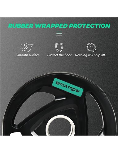 SPORTNOW Olympic Weight Set: Tri-Grip Rubber Barbell & 2 x 10kg Plates for Strength Training, Black A91-254V04BK