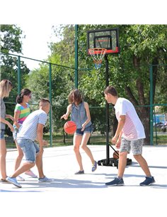 SPORTNOW 2.1-2.6m Adjustable Basketball Hoop and Basketball Stand w/ Sturdy Backboard and Weighted Base, Portable on Wheels A61- 2