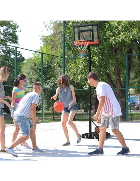 SPORTNOW 2.1-2.6m Adjustable Basketball Hoop and Basketball Stand w/ Sturdy Backboard and Weighted Base, Portable on Wheels A61- - pic 89175 | FastDaddyshop