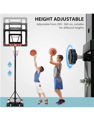 SPORTNOW 2.1-2.6m Adjustable Basketball Hoop and Basketball Stand w/ Sturdy Backboard and Weighted Base, Portable on Wheels A61-