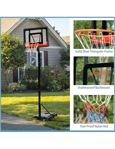 SPORTNOW 2.1-2.6m Adjustable Basketball Hoop and Basketball Stand w/ Sturdy Backboard and Weighted Base, Portable on Wheels A61-