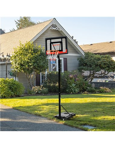 SPORTNOW 2.1-2.6m Adjustable Basketball Hoop and Basketball Stand w/ Sturdy Backboard and Weighted Base, Portable on Wheels A61-