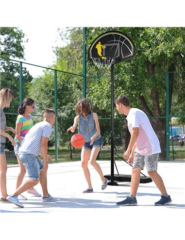 SPORTNOW 2.3-3m Basketball Hoop and Stand with High Strength PE Backboard and Weighted Base, Portable on Wheels A61-036V00BK