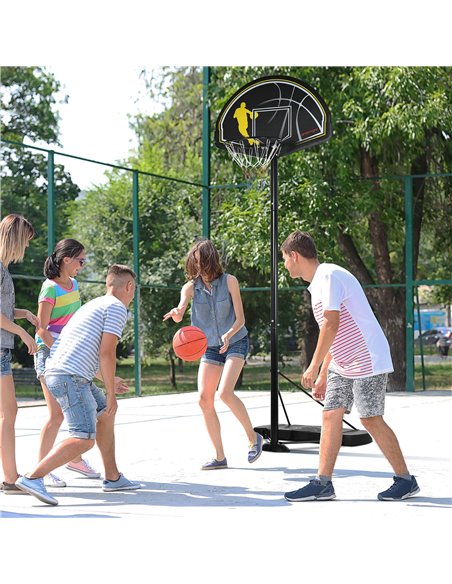 SPORTNOW 2.3-3m Basketball Hoop and Stand with High Strength PE Backboard and Weighted Base, Portable on Wheels A61-036V00BK - pic 89193 | FastDaddyshop