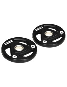 SPORTNOW Olympic Weight Plates: 2 x 5kg Tri-Grip Rubber Coated Plates with 5cm Holes, for Gym, Home & Strength Training A91-254V
