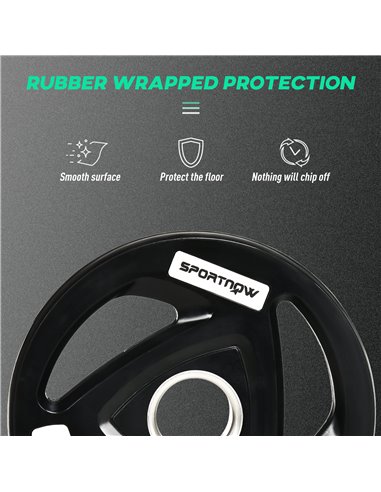 SPORTNOW Olympic Weight Plates: 2 x 5kg Tri-Grip Rubber Coated Plates with 5cm Holes, for Gym, Home & Strength Training A91-254V