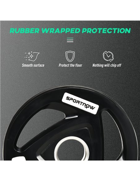 SPORTNOW Olympic Weight Plates: 2 x 5kg Tri-Grip Rubber Coated Plates with 5cm Holes, for Gym, Home & Strength Training A91-254V - pic 89206 | FastDaddyshop