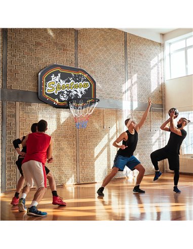 SPORTNOW Wall Mounted Basketball Hoop, Mini Basketball Hoop and Backboard for Kids and Adults, Outdoors and Indoors Door & Wall 