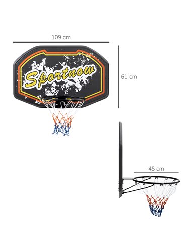 SPORTNOW Wall Mounted Basketball Hoop, Mini Basketball Hoop and Backboard for Kids and Adults, Outdoors and Indoors Door & Wall 