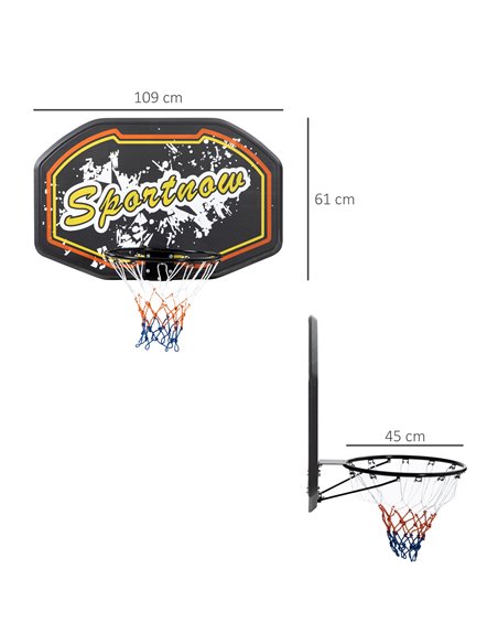 SPORTNOW Wall Mounted Basketball Hoop, Mini Basketball Hoop and Backboard for Kids and Adults, Outdoors and Indoors Door & Wall  - pic 89212 | FastDaddyshop