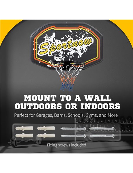 SPORTNOW Wall Mounted Basketball Hoop, Mini Basketball Hoop and Backboard for Kids and Adults, Outdoors and Indoors Door & Wall  - pic 89213 | FastDaddyshop
