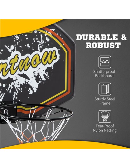 SPORTNOW Wall Mounted Basketball Hoop, Mini Basketball Hoop and Backboard for Kids and Adults, Outdoors and Indoors Door & Wall  - pic 89214 | FastDaddyshop