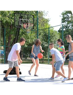 SPORTNOW Height Adjustable Basketball Hoop and Stand with Sturdy Backboard and Weighted Base, Portable on Wheels, 2.4-2.9m A61-0 2