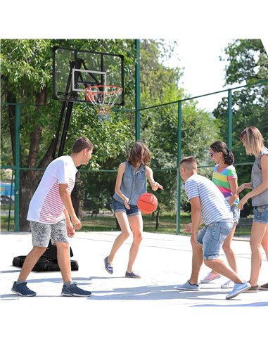 SPORTNOW Height Adjustable Basketball Hoop and Stand with Sturdy Backboard and Weighted Base, Portable on Wheels, 2.4-2.9m A61-0