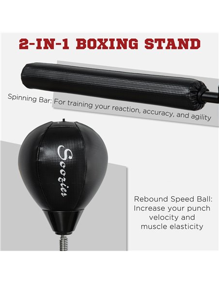 SPORTNOW Free Standing Speed Bag, Height Adjustable Boxing Punching Bag with Stand, Reflex Bar, Punching Pad and Suction Cup Bas - pic 89285 | FastDaddyshop
