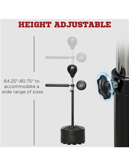 SPORTNOW Free Standing Speed Bag, Height Adjustable Boxing Punching Bag with Stand, Reflex Bar, Punching Pad and Suction Cup Bas - pic 89286 | FastDaddyshop