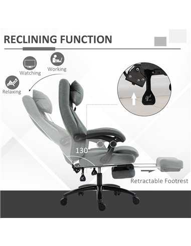 Vinsetto Office Chair 2-Point Removable Vibration Massage Pillow Executive Ergonomic USB Power Adjustable Height Swivel