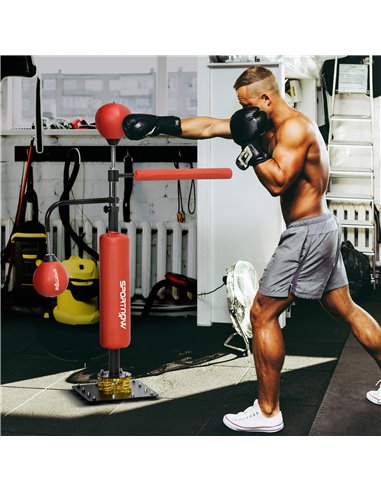 SPORTNOW 140-205cm Inflatable Punch Bag w/ Reaction Bar Challenge, Freestanding Punching Bag Training Equipment w/ Suction Cups 