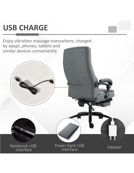 Vinsetto Office Chair 2-Point Removable Vibration Massage Pillow Executive Ergonomic USB Power Adjustable Height Swivel - pic 8930 | FastDaddyshop